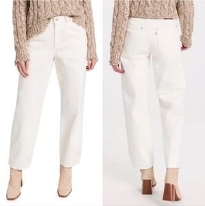 Levi's Dad Utility White Wide Leg Loose Fit Straight Leg High Rise Jeans 28 × 30